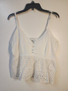 Paper Heart white eyelet cropped top with straps XL Summer Beach